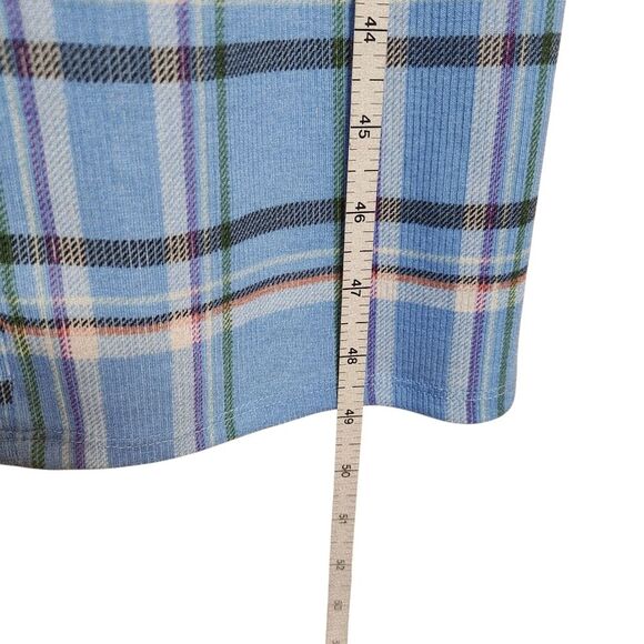 Live to Be Spoiled Midi Dress Empire Waist Ruched Top Blue Plaid Junior's Large - Picture 11 of 11